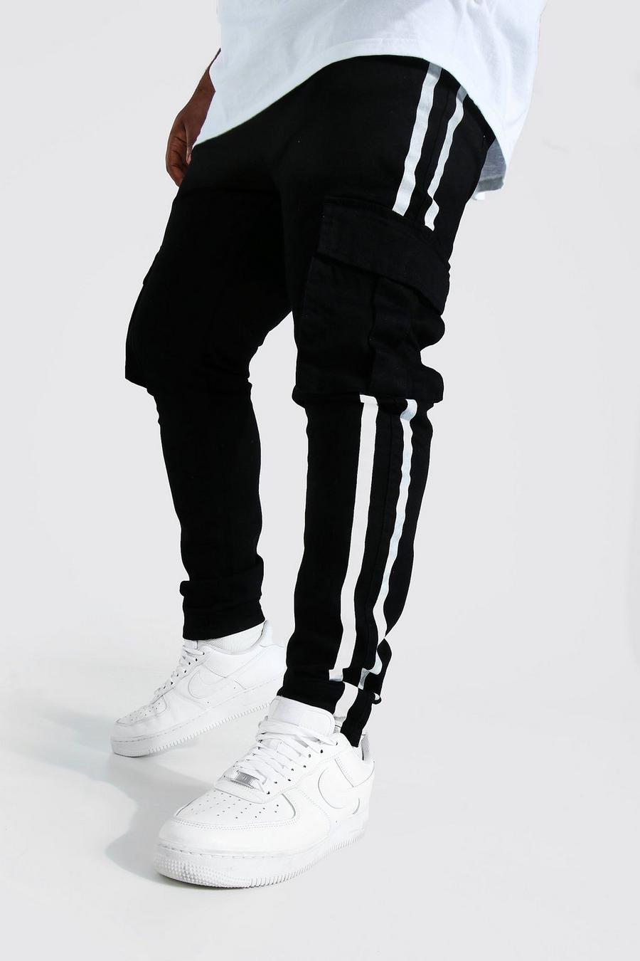 Plus Super Skinny Cargo Jean With Side Stripe | boohoo